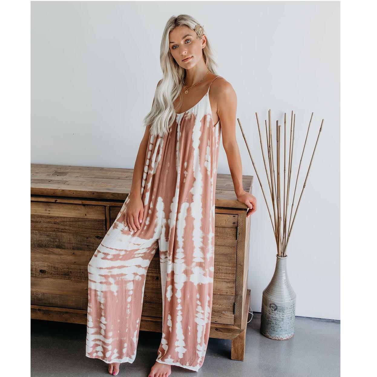 Модный женский свободный однотонный комбинезон без рукавов больших размеров — фото 6