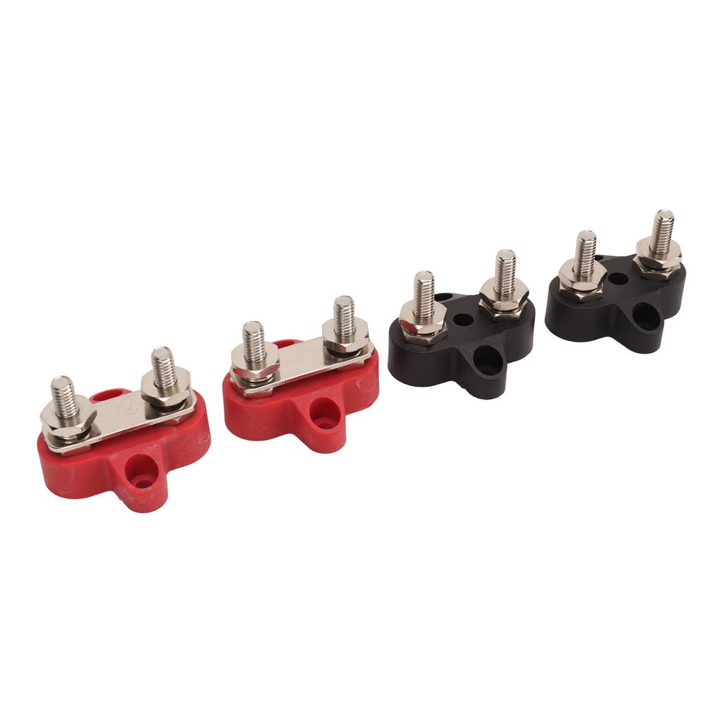 4Pcs Battery Power Stud M6 Dual Distribution Terminal Junction Post Block Bus Bar for Cars RVs Boats Trucks DC 12 To 48V