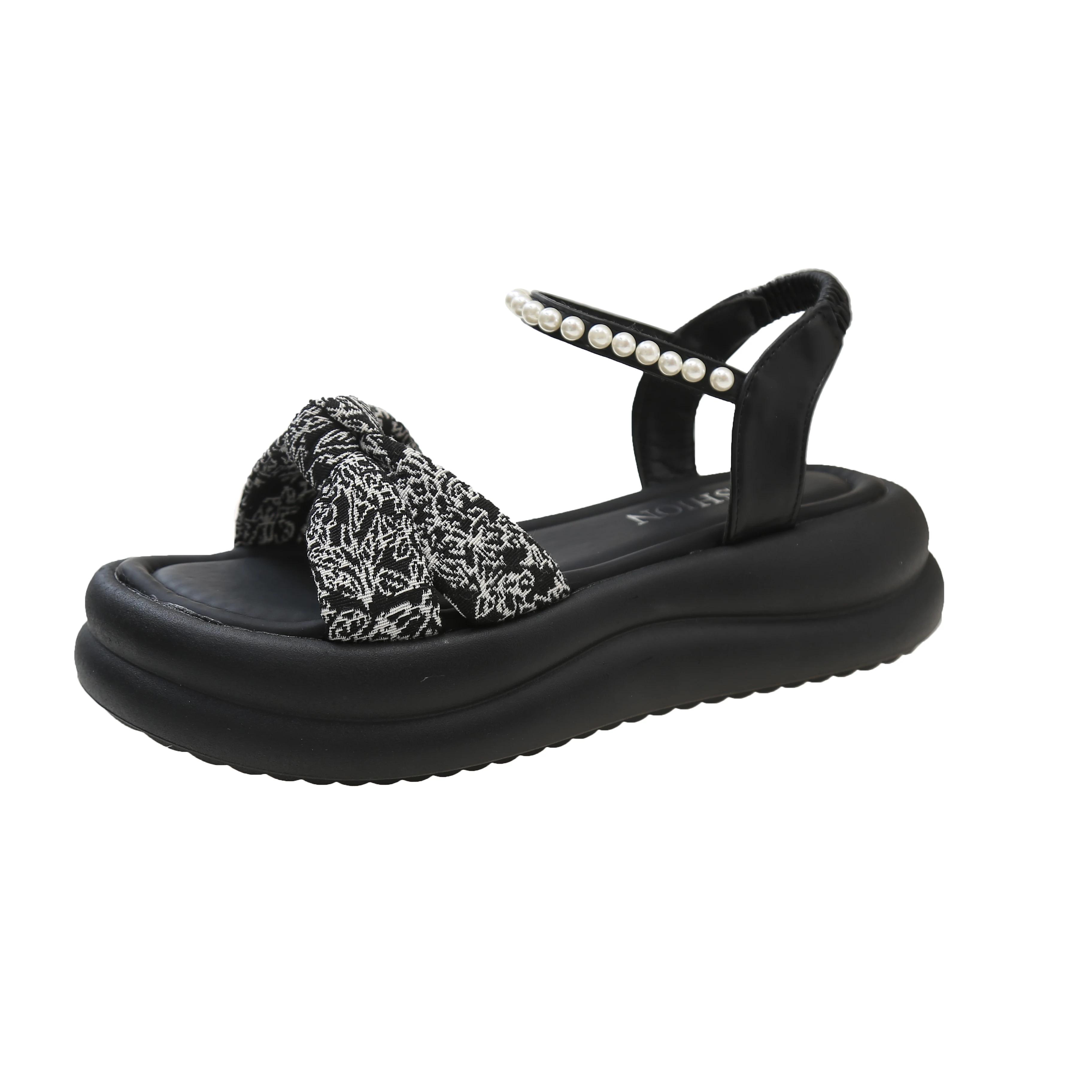 

Летние сандалии на плоской платформе, женские, легкие, нескользящие, пляжные туфли, симпатичные, женские, удобные, гладиаторские сандалии, женские 35 чёрный