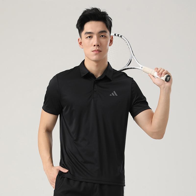 adidas Golf Three Stripes Logo Casual Breathable Quick-Dry Short Sleeve Polo Shirt Men Tops Black KD7255