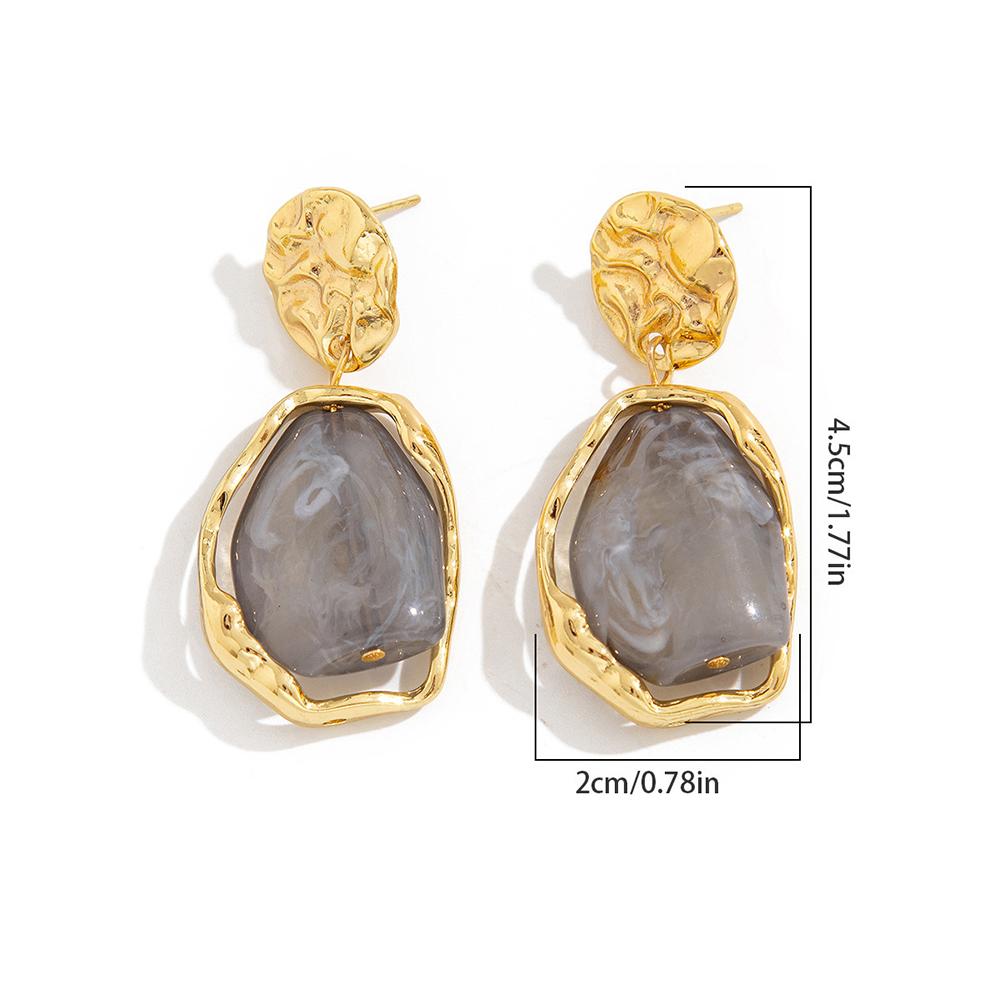 Exquisite Elegant Punk Retro Acrylic Square Drop Earrings Irregular Gradient Geometric Splicing Dangle Piercing Jewelry Women