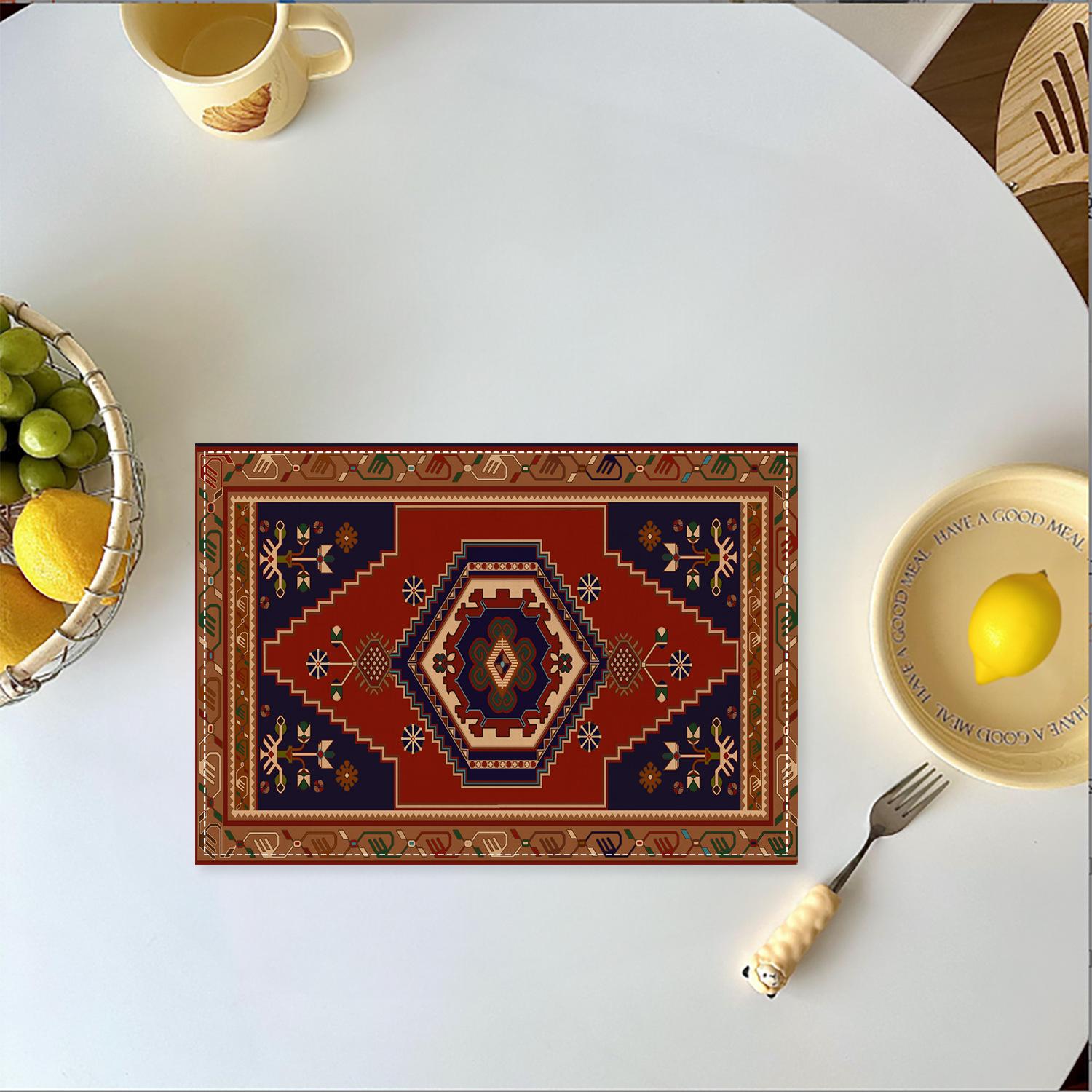 Tapis de table inspiré des chakras Ton violet bleu apaisant Antidérapant Résistant à la chaleur Tapis de cuisine 4PC-32X42cm