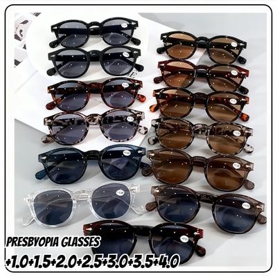 Módní Trend Presbyopické Brýle Pro Ženy Muže Vintage Oválný Rám Hotové Sluneční Brýle Anti-UV S Dioptriemi +1.0+1.5+4.0 Brýle