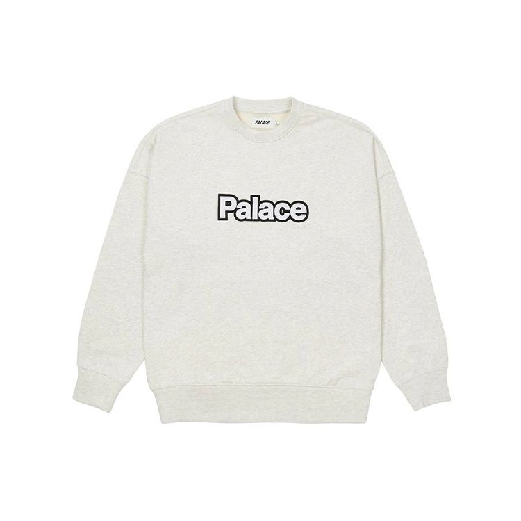

Palace FW21 Word Crew Sweatshirt With Back Logo Print Unisex Tops Grey-Marl P20CS017