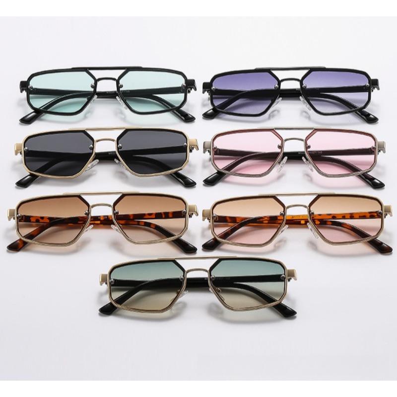 Women Trendy Luxury Steampunk Sunglasses Fashion Metal Double-Bridge High-End Large-Frame Shades Eyewear Classic Driving Shades