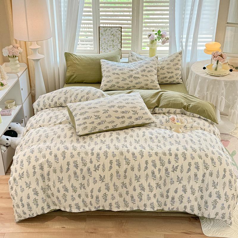 

Супермягкий комплект из четырех предметов из чистого хлопка, комплект постельного белья из стираного хлопка, комплект из трех предметов, простыня для спальни, пододеяльник 1.2m bed