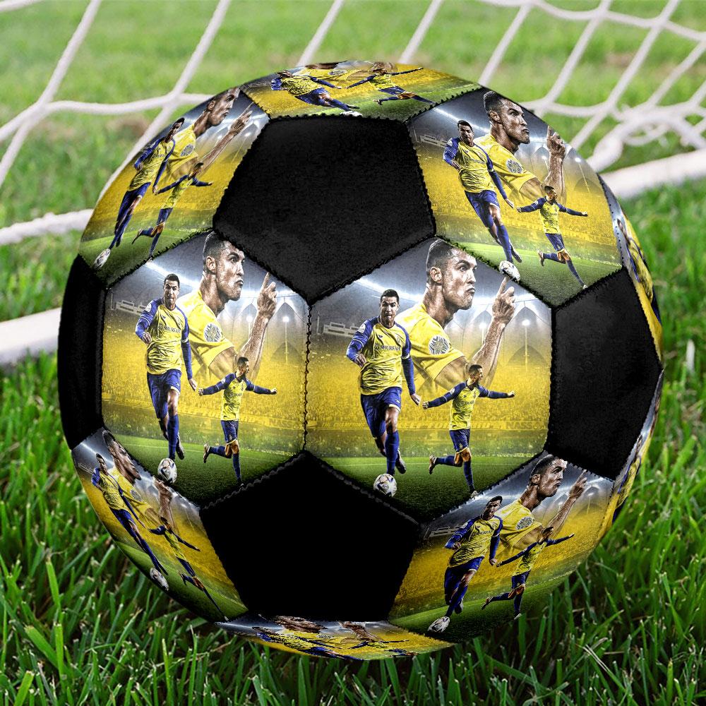1PC  C R Greatness Size 5 Soccer Ball PrahaIndoor Soccer Ball Colorful All Ages Machine Stitched PVC Competition Ready Durable High-Bounce