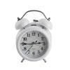 3 Inch Twin Bell Alarm Clock Modern Metal Mechanical Bedside Ringing Alarm Clock Battery Operated Silent Alarm Clock White