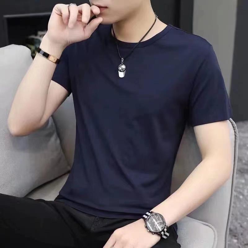 Men's Short-Sleeve Solid T-Shirt - Pure Black or White, Simple Summer Top