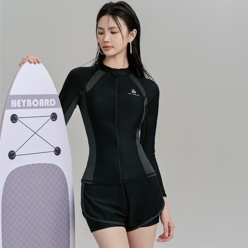 Womens Long Sleeve UPF 50 Rash Guard Swimsuit Set With Built-in Bra Pad High Elastic Quick Dry Snorkeling Swimming Hot