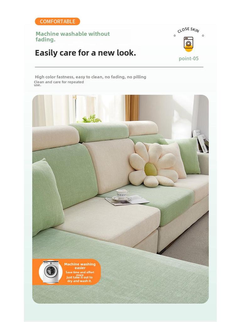 Chenilowy antypoślizgowy pokrowiec na sofę na każdą porę roku z ochroną przed zarysowaniami