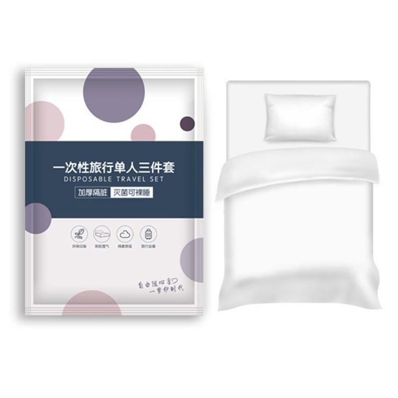 

Travel Disposable Bedding Set Thickened Nonwoven Quilt Cover Bedding Hotel Bed Sheet Quilt Cover Pillowcase Sleepings