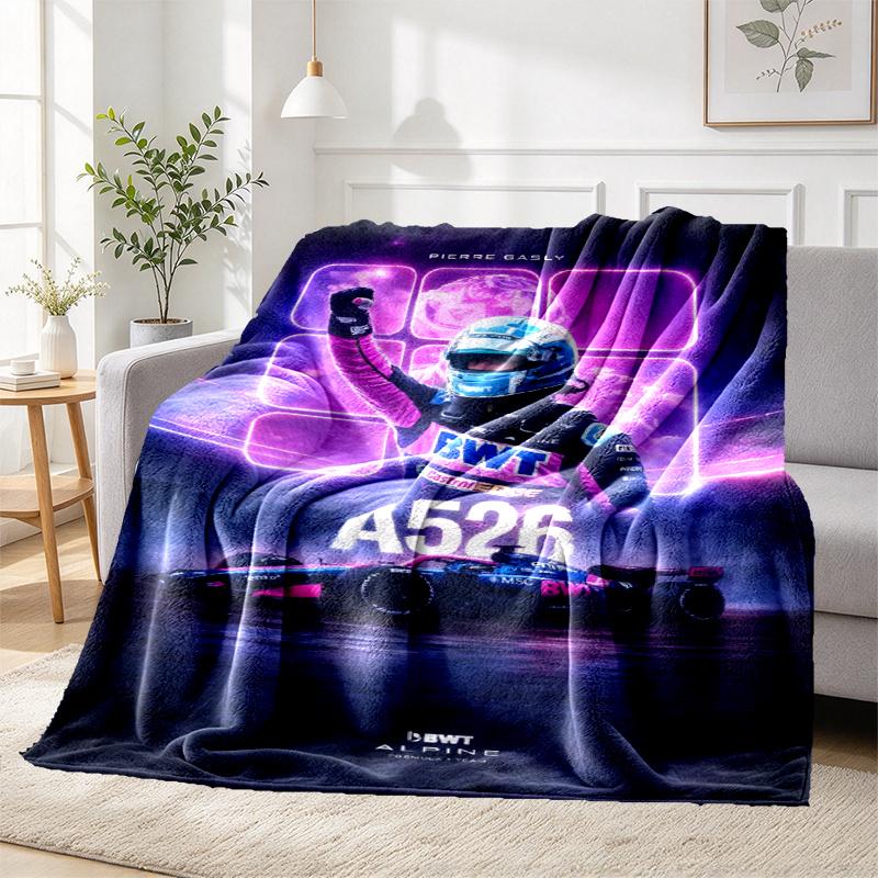 BWT Alpine F1 Racing Team (2) Pattern Blanket for Home Decoration, Bed, Sofa, Car Travel, Camping, Suitable for All Seasons, Birthday Christmas Gift