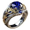 Luxury 2026 New Electroplated Two-color Flower Ring, European and American Retro Prosperous Women's Sapphire Diamond Ring
