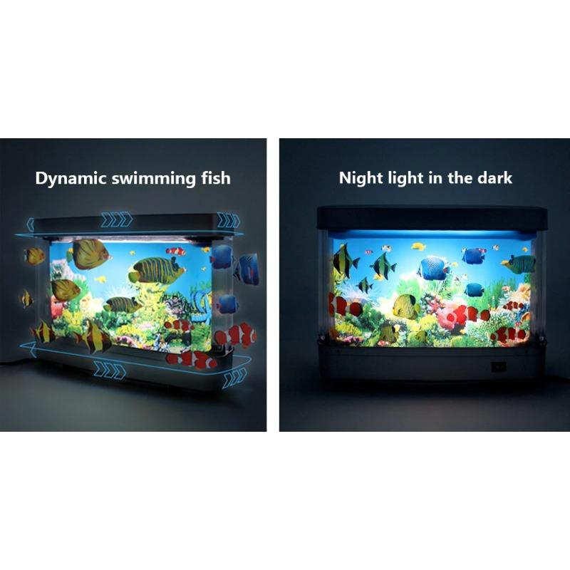 Akwarium Akwarium Dekoracyjne Nocne Światło Wirtualny Ocean Dynamiczny Led Lampa Stołowa Dekoracja Domu Pokój Słodka Mała Lampa Rybna