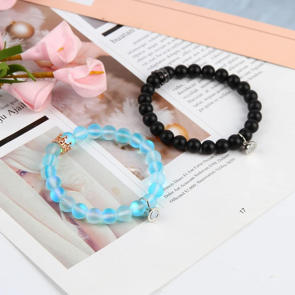 Crown Couple Bracelets Natural Stone Magnetic Beads Bracelets Gifts for Family Friends