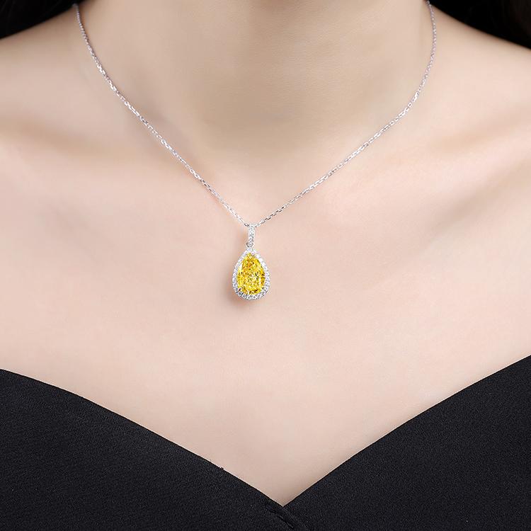 Dainty Water Drop Shape Teardrop Pendant Necklace for Women 925 Sterling Silver for Wedding or Anniversary