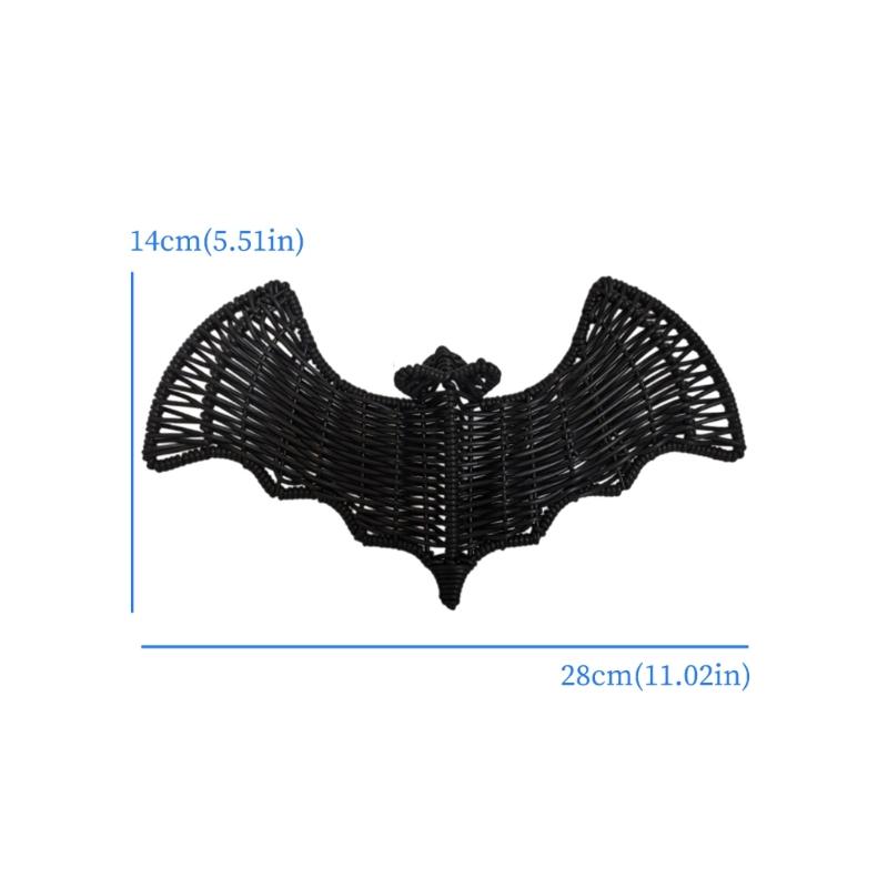 Woven Faux Rattan Black Bat Wall Art Decors for Halloween Party Backdrops, Gothic Layering Hanging Pendants for Seasonal Home Displays