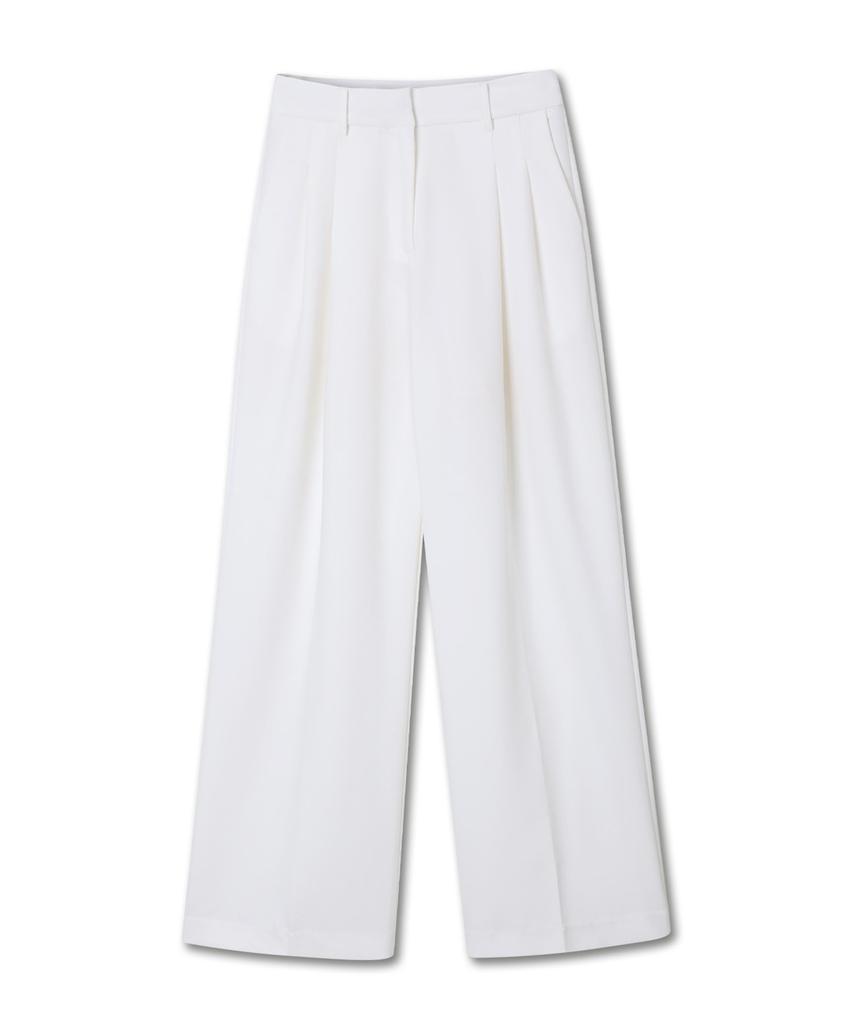 Michikoleondeonkosino Relaxed Double-Pleat Wide Slacks Ivory