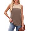 Women's Summer New Round Neck Color Blocked Sleeveless Top Short Sleeved Comfortable Vest