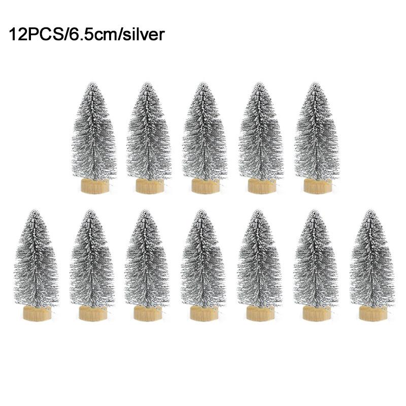 12pcs Mini Christmas Tree Pine Tree DIY Christmas Decorations For Home Table Navidad Xmas Ornaments New Year Decor Kids Gift