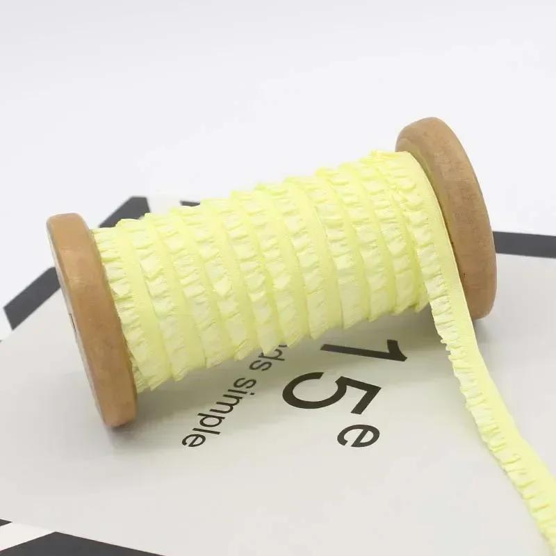 5-30Meters Meetee 10mm Elastic Bands Garment Stretch Ruffled Lace Trim Hairband Rubber Tapes DIY Clothing Sewing Accessories