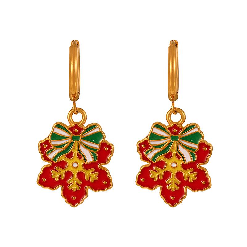 European & American Reindeer Christmas Tree Pendant Cute Alloy Bell Sock Ear Cuffs for Women