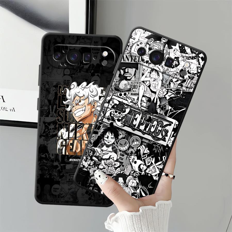 Black Soft Shell Phone Case for Google Pixel 6 7 8 Pro 7a 10 9 Pro XL 6a 8a 9a Ones Pieces Luffys Gear 5
