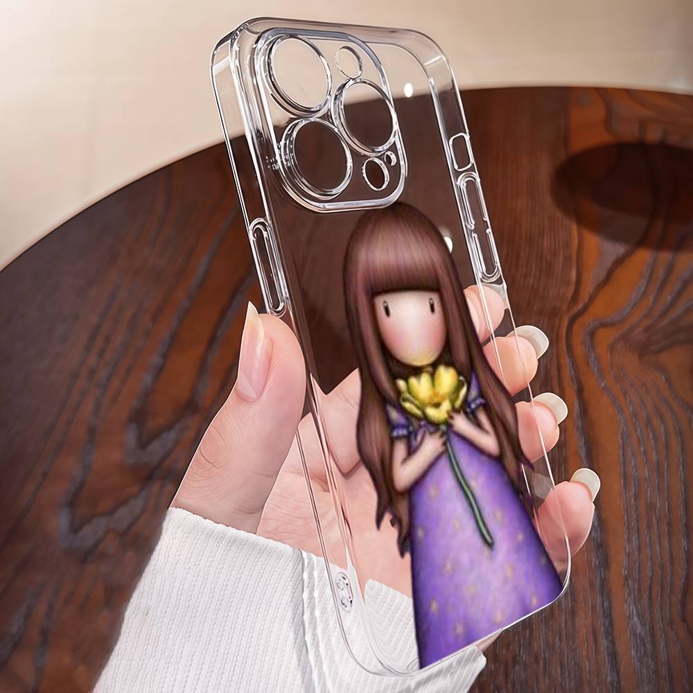 S-Santoro-Gorjuss Cute Cartoon Girl Phone Case For IPhone 17 16 15 14 13 12 11 X XR Mini Pro Max Plus Transparent Soft Cover