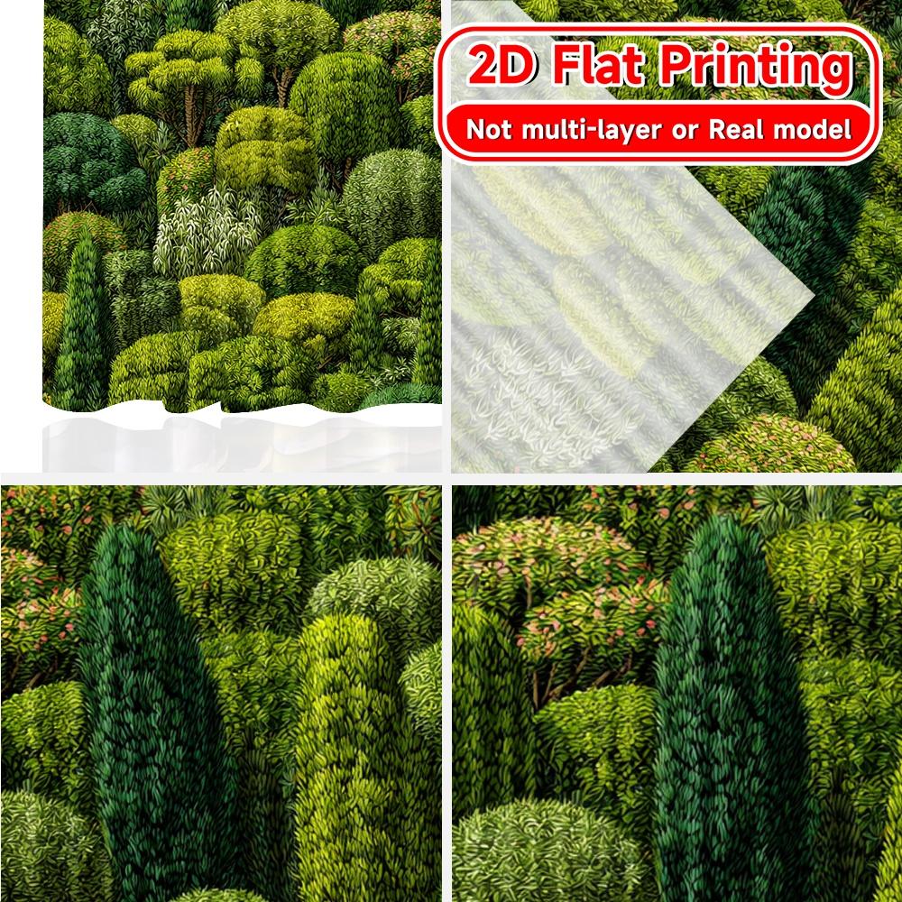 Flat Printing Lush Green Oasis Chic Curtain Fabric Durable Polyester Curtains Decorations Inside Ldeal Set Of 2 Made Washable