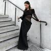 2025 Spring/Summer Women's One-Shoulder Mesh Patchwork Bodycon Dress