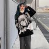 Y2k Gothic Tops Cartoon Bedruckter Rundhals Lockerer Pullover Harajuku Stil Pullover Damen 2D Anime Kleidung