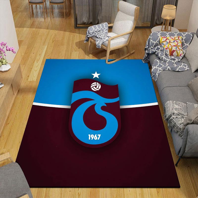 Trabzonspor Flanellmuster Quadratischer Teppich, Läufer, Teppich für Wohnzimmer Schlafzimmer Sofa Spielzimmer Dekor, Rutschfeste Fußmatte
