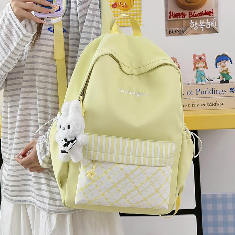 Schoolbag Milk Whirring Vitality Plaid Color Matching Fashion Primary School Students Schoolbag Female Backpack Junior High School Students