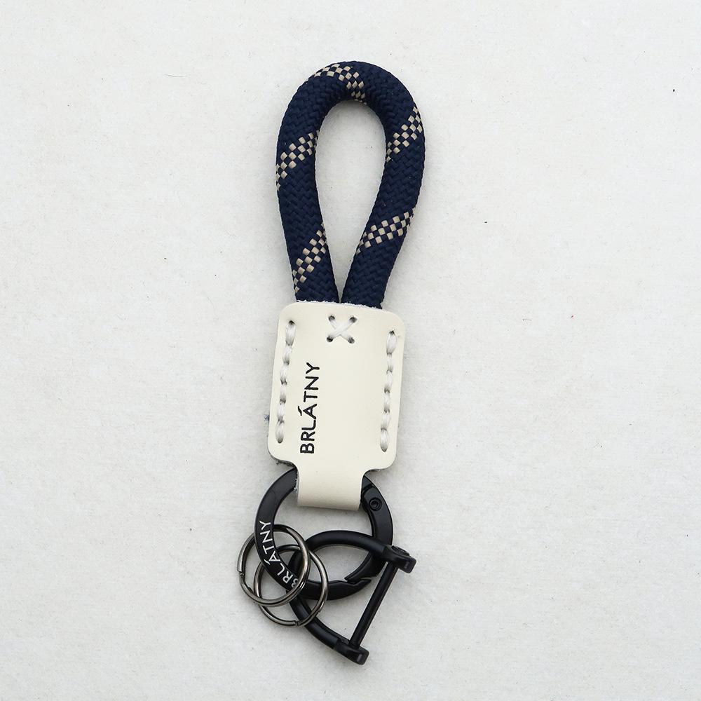 Hand-Woven Cowhide Leather Keychain Pendant with Logo Embossing - High-Quality Anti-Lost Car Lanyard