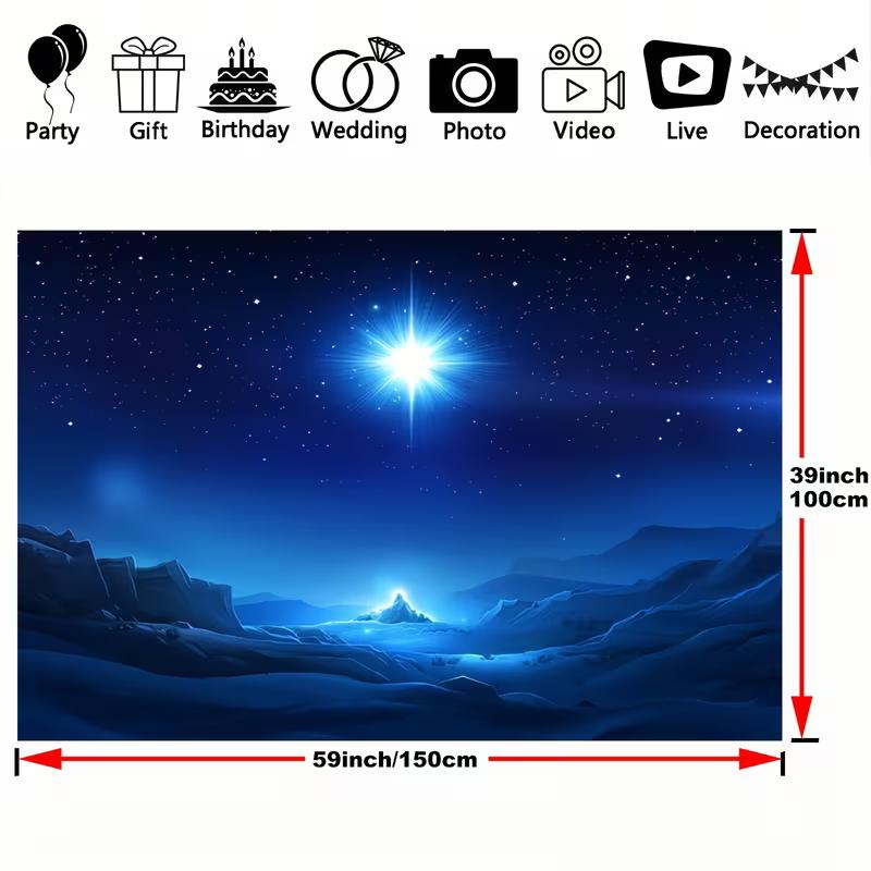 2D Starry Night Backdrop for Nativity Plays, Christmas Events and Religious Parties