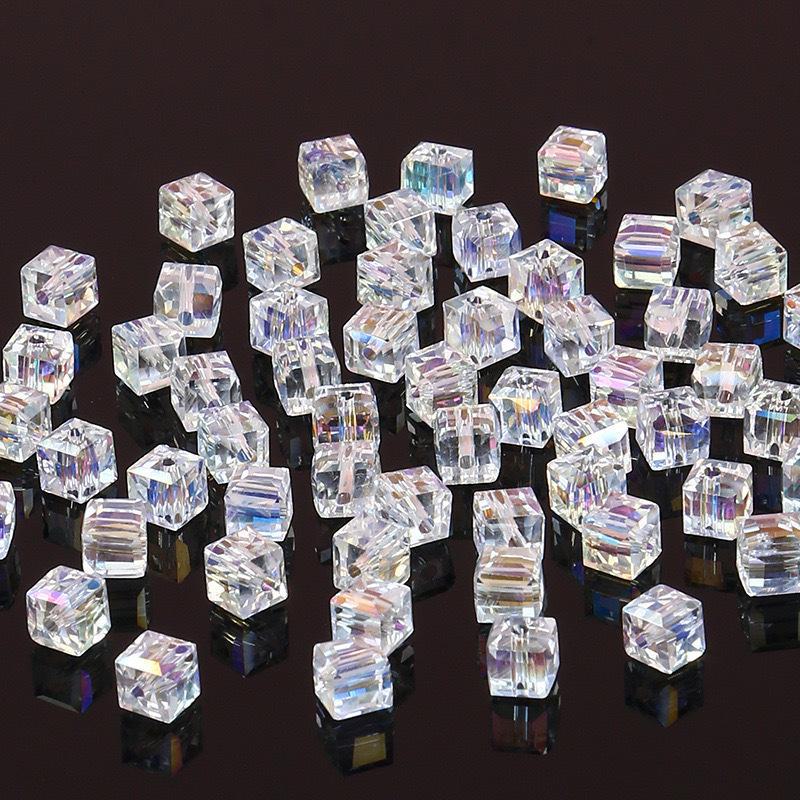 6-8mm Multi-Faceted High-Transparency Crystal Square Beads for Colorful DIY Jewelry Making