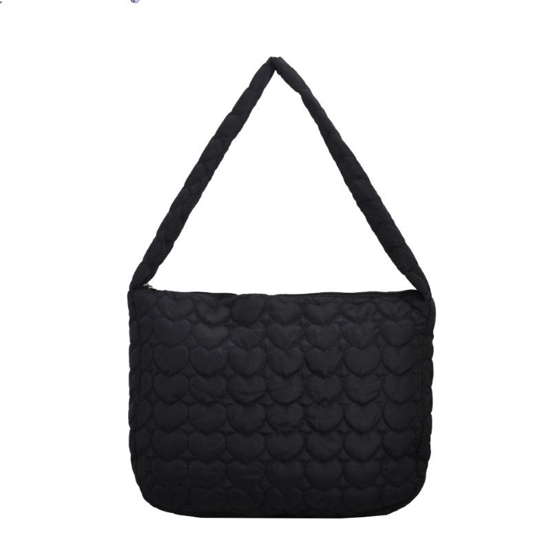 

Cotton clothing bag new simple solid color tote bag autumn and winter love embroidery thread large capacity casual shoulder oblique span bag