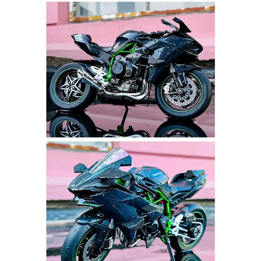 Model de Mașină din Aliaj Kawasaki Ninja H2R la Scară 1/9 Motocicletă Diecast Sunet Lumină Colecție Iubitori de Mașini Cadou de Ziua de Naștere Copii Jucării Metalice pentru Băieți