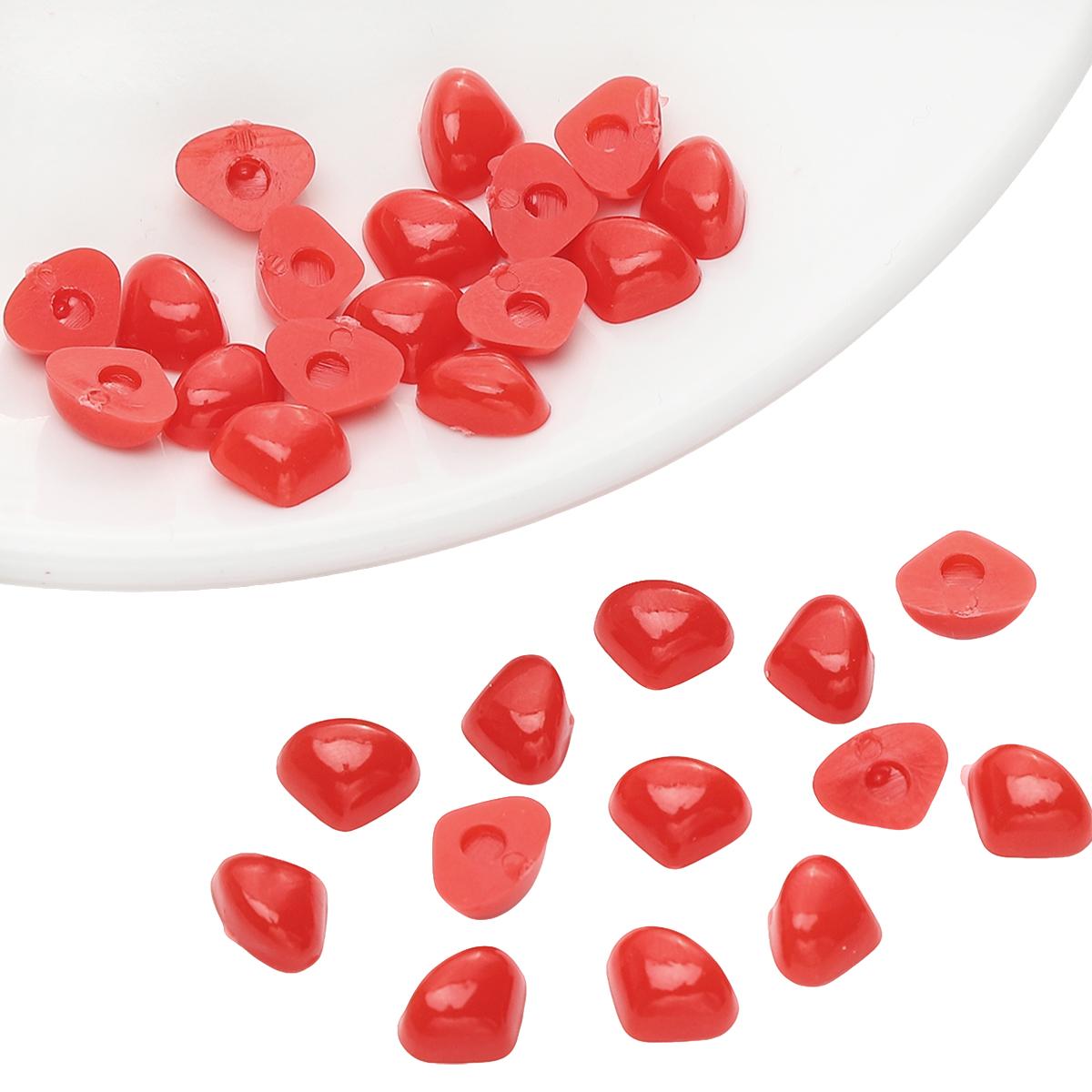 

50/100 шт. Акрилові трикутні носи для ляльок з пласким дном для DIY ведмедя, собаки, лялькового носа 7x9mm червоний