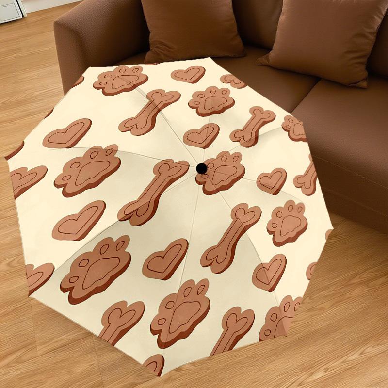 1PC Bone Heart Umbrella-8-Rib Reinforced Portable Folding Travel Suitable for All Seasons Outdoor Daily Use -J0346