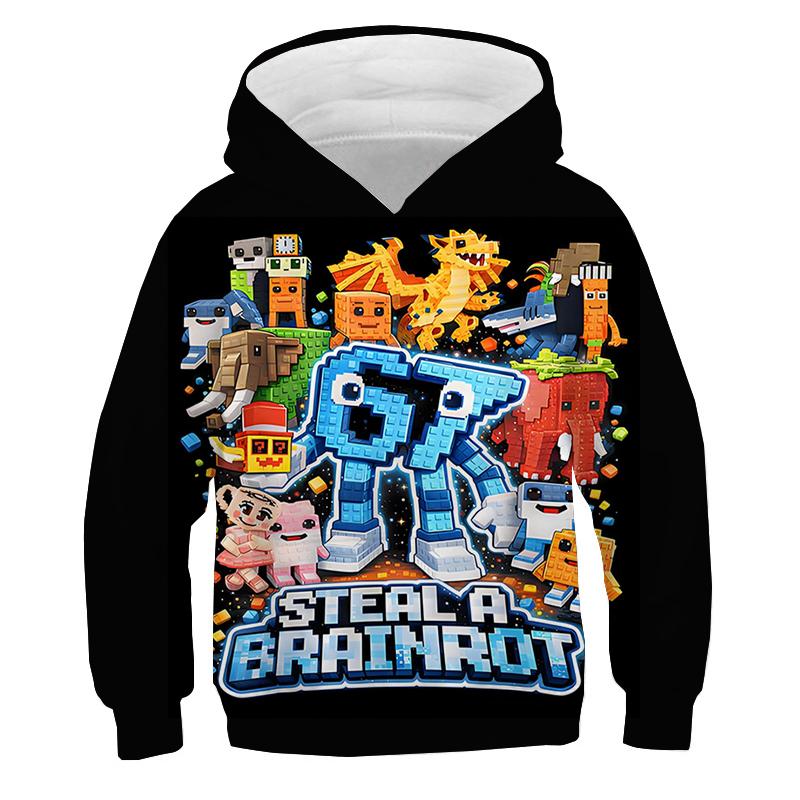 Kids Hoodies Funny Number 67 Print Sweatshirts Boys Girls Tracksuit Six Seven 67 3D Print Long Sleeve Pullover Children Clothes