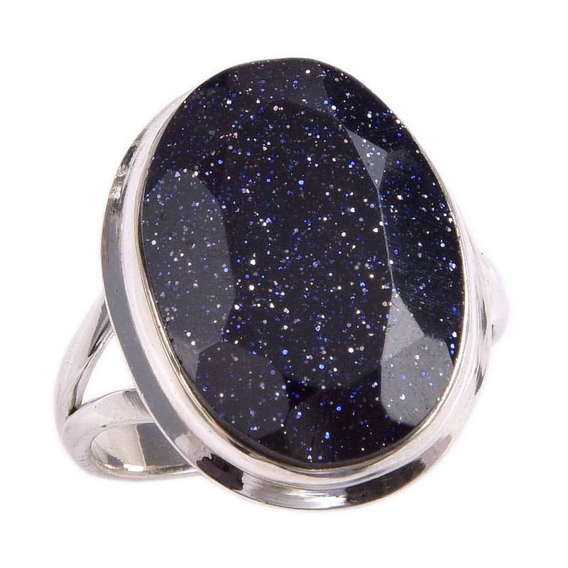 Natural Blue Sunstone Gemstone 925 Solid Sterling Silver Jewelry Ring S.7 y3O02