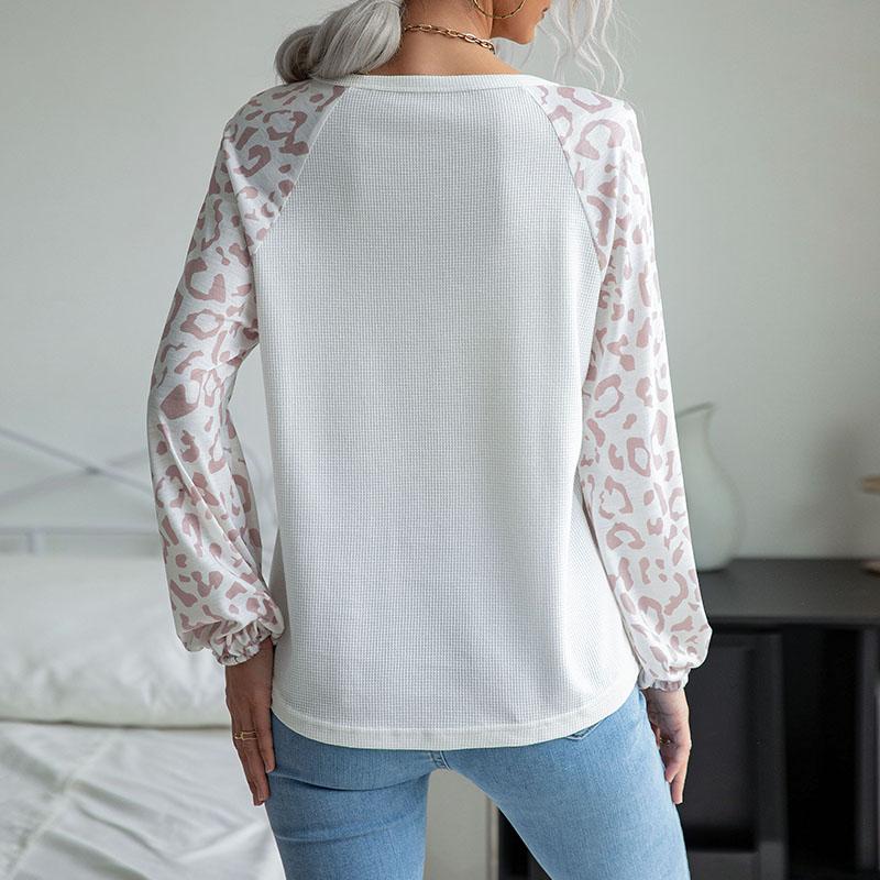 YYFS Women's Fashion Casual Leopard Print Autumn Winter Long Sleeve V-Neck Pullovers & Long Sleeves