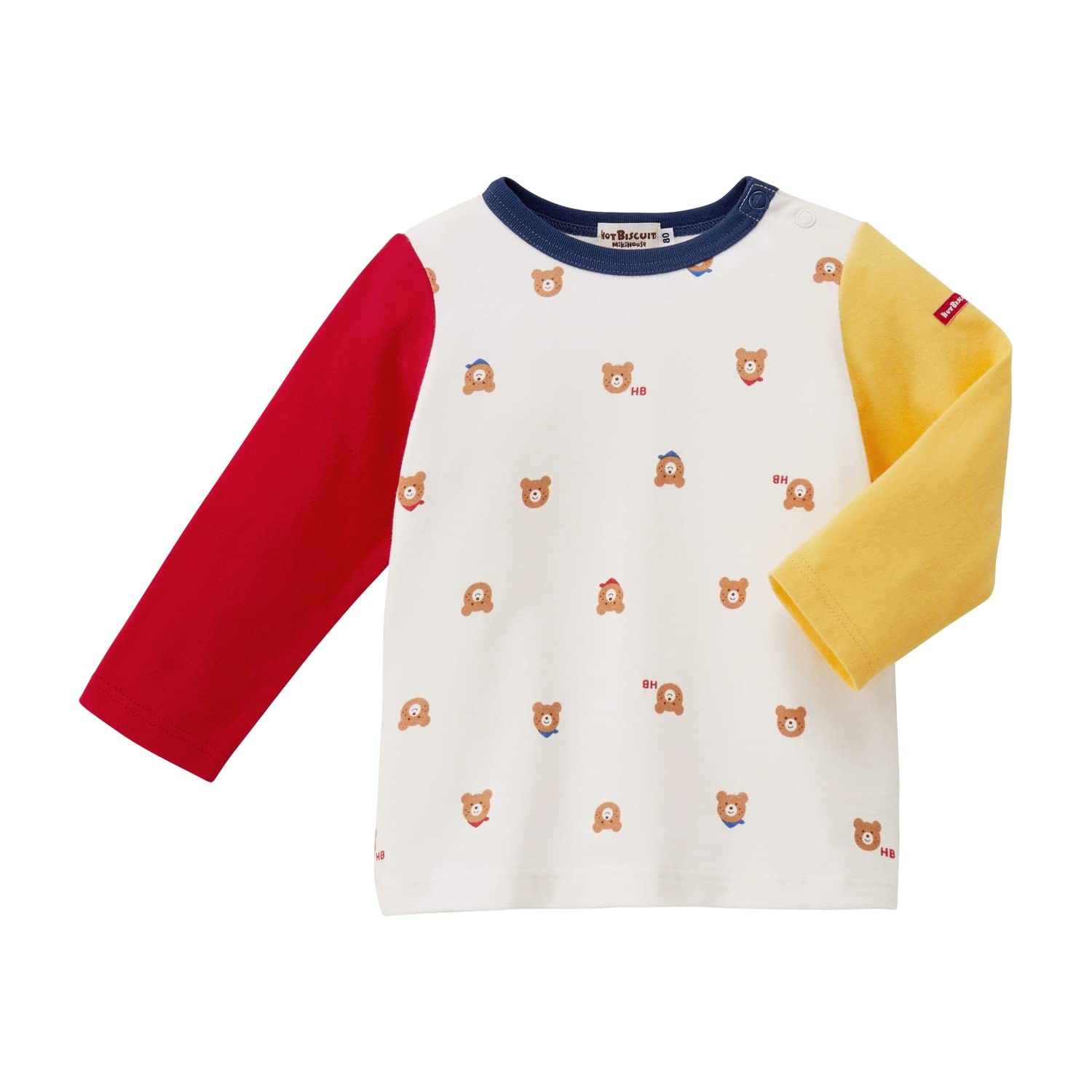 

Miki House Hot Biscuits Long Sleeve Boys and T-Shirt, Girls, White, 110cm, 71-5201-495 белый