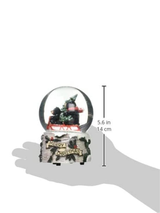 Bear Musical Snow Globe RomanBlack O'Slay W9.5×H14×D9.5cm