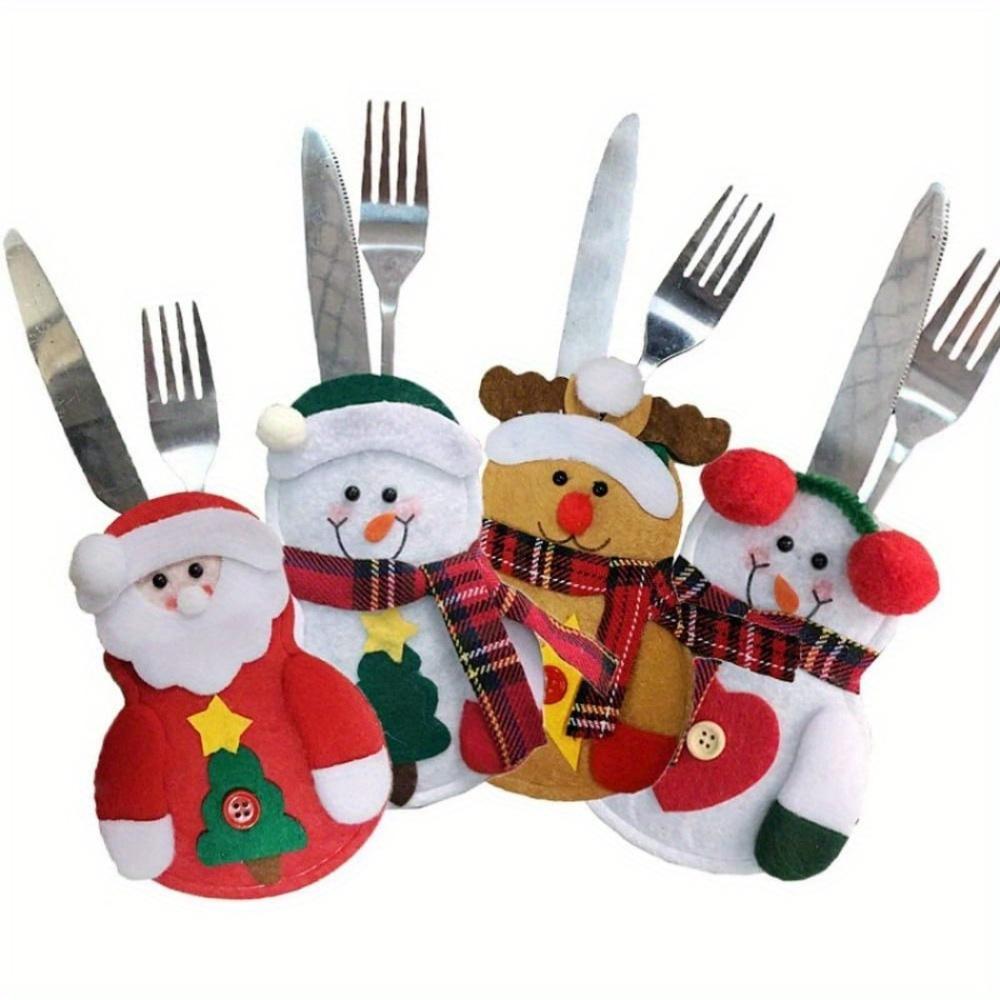4/8 Christmas Cutlery Rack Set. Silverware Pockets & Decorative Covers for Party Styling.
