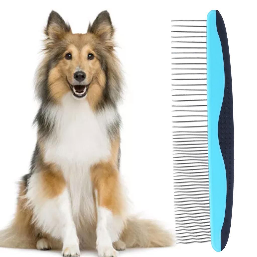 Pet Comb Stainless Smooth Steel Needle Dogs Puppy Hair Comb Remove Knots Tangles(BlueRow Comb )