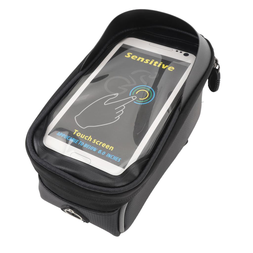 Bike Phone Front Frame Bag Spacious Sensitive Waterproof Reflective Strip Top Tube Cycling Phone Bag for Bicycle