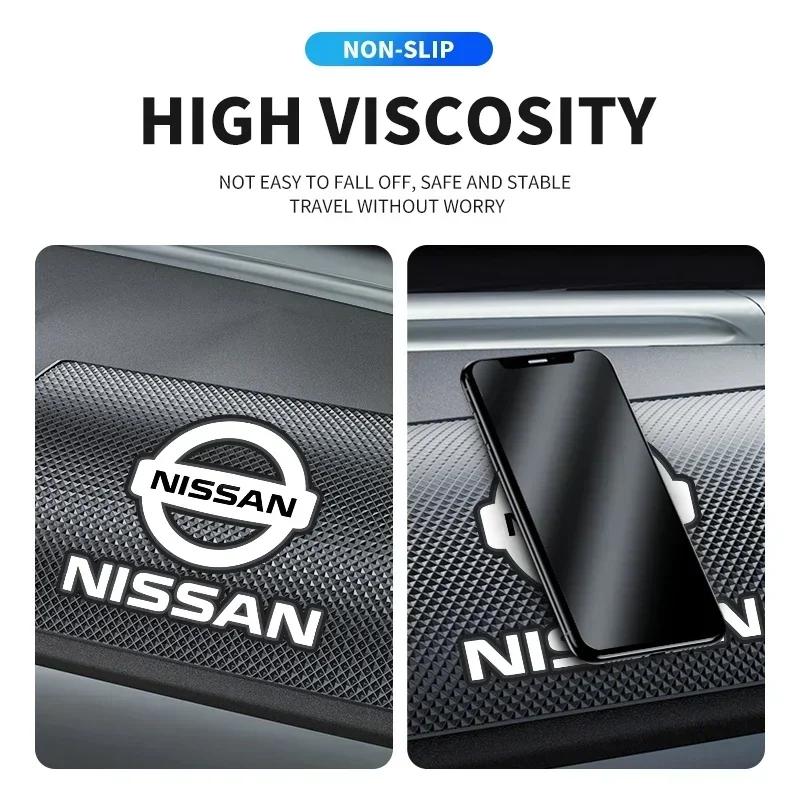 2025 Para Coche Nissan Alfombrilla de Silicona Antideslizante Insignia Emblema de Consola Interior Almohadilla Antideslizante Para Nissan X-trail Qashqai Note Juke Sentr
